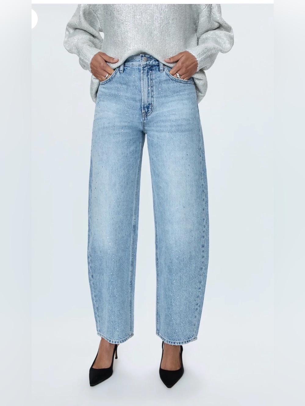 Pistola Barrel Wes Glitz High Rise Rhinestone Jeans 28